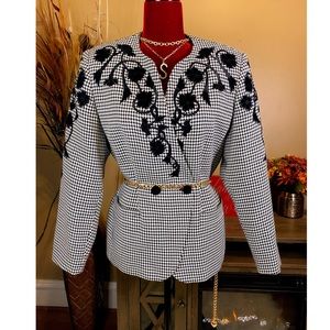✨Vintage Embroidered Houndstooth Blazer✨